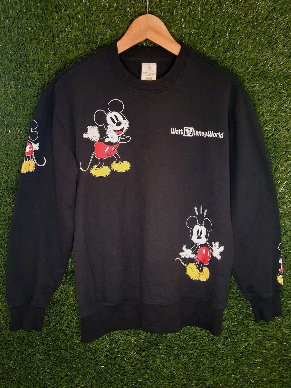 Walt Disney World Mickey Mouse All Over Print Expressions Sweatshirt Black XS S